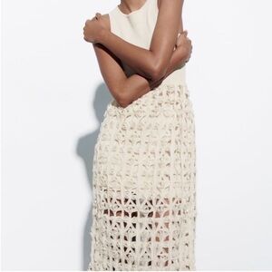 ZARA Mixed Open Knit Dress and Cardigan NWOT